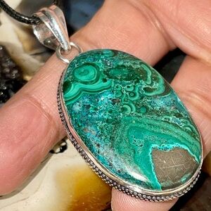 Green Malachite -Chrysocolla Inclusion Pendant 2”